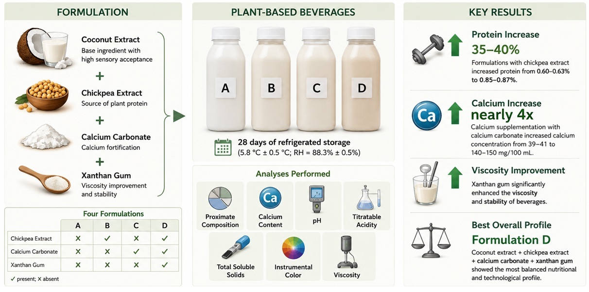 FORMULAÇÃO E CARACTERIZAÇÃO DE BEBIDAS VEGETAIS À BASE DE EXTRATO HIDROSSOLÚVEL DE COCO SUPLEMENTADA COM CÁLCIO E PROTEÍNA